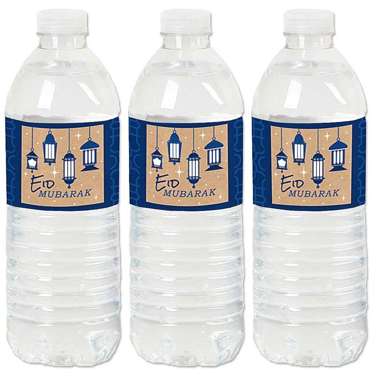 Big Dot of Happiness Eid Mubarak - Ramadan Water Bottle Sticker Labels - Set of 20